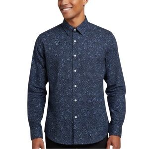 NWOT Artefact x Stitch Fix Men's Blue Mini Floral Slim Fit Button‎ Down Shirt